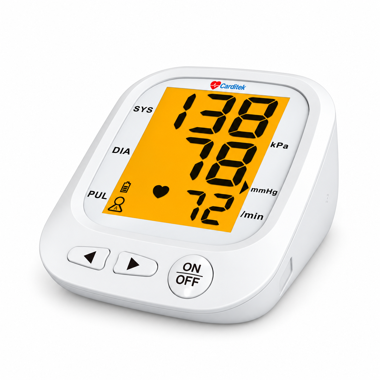 Tensiómetro digital Carditek KF-65B Plus diseñado para medir la presión arterial de forma práctica y precisa.