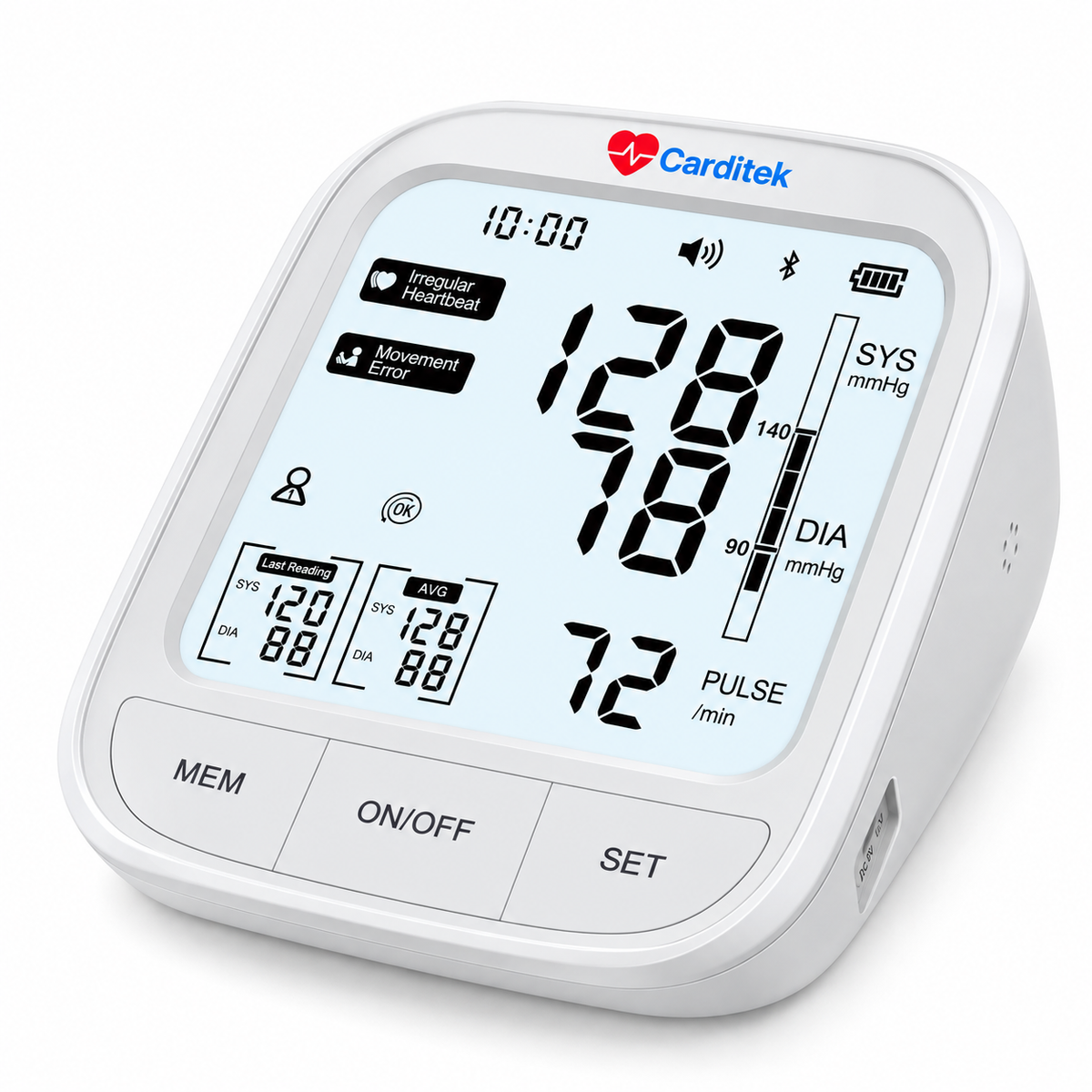 Tensiómetro digital Carditek Smart KF-65B diseñado para medir la presión arterial con funciones inteligentes y conectividad.