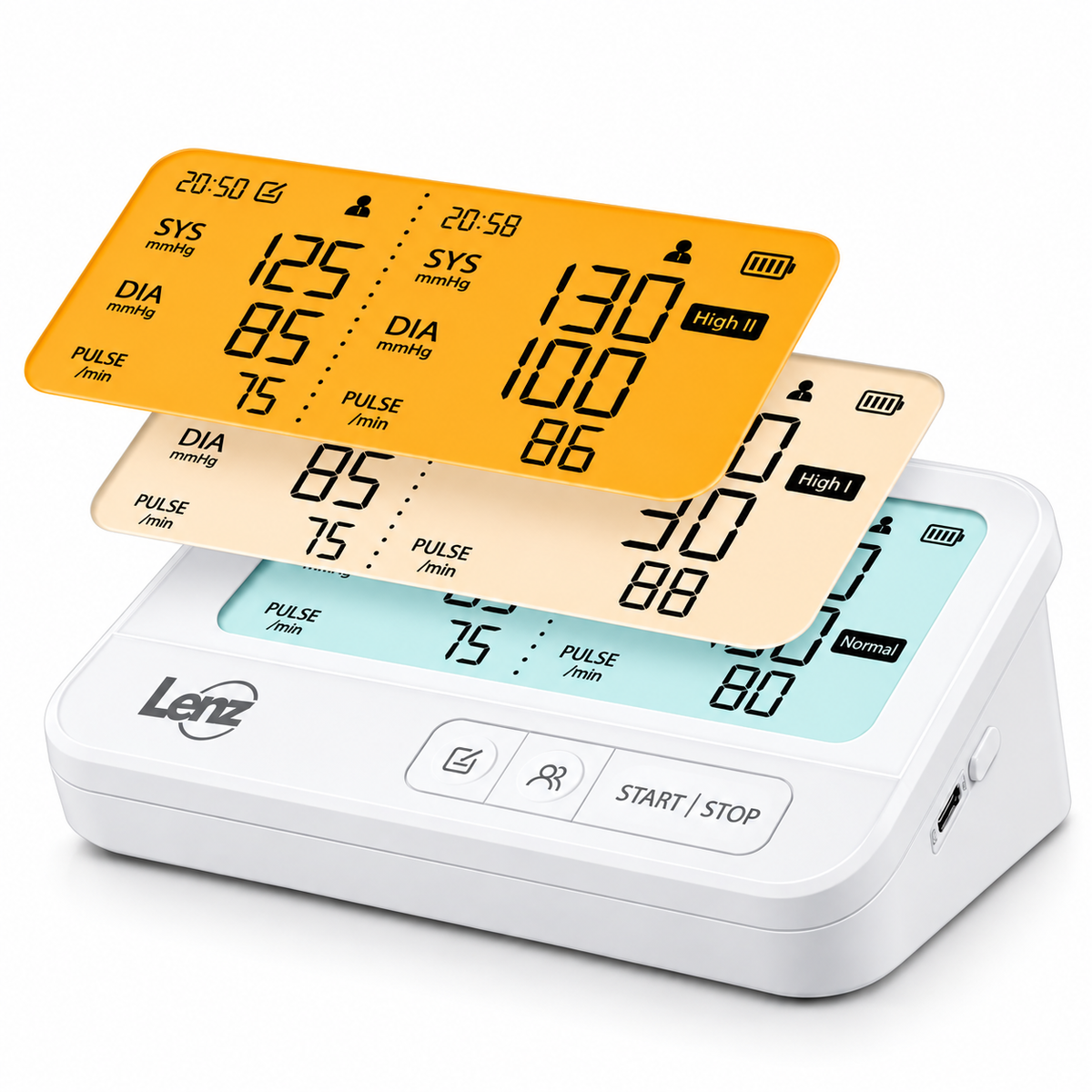 Tensiómetro digital Lenz AES-U622 con altavoz, diseñado para facilitar la medición de la presión arterial con indicaciones auditivas.