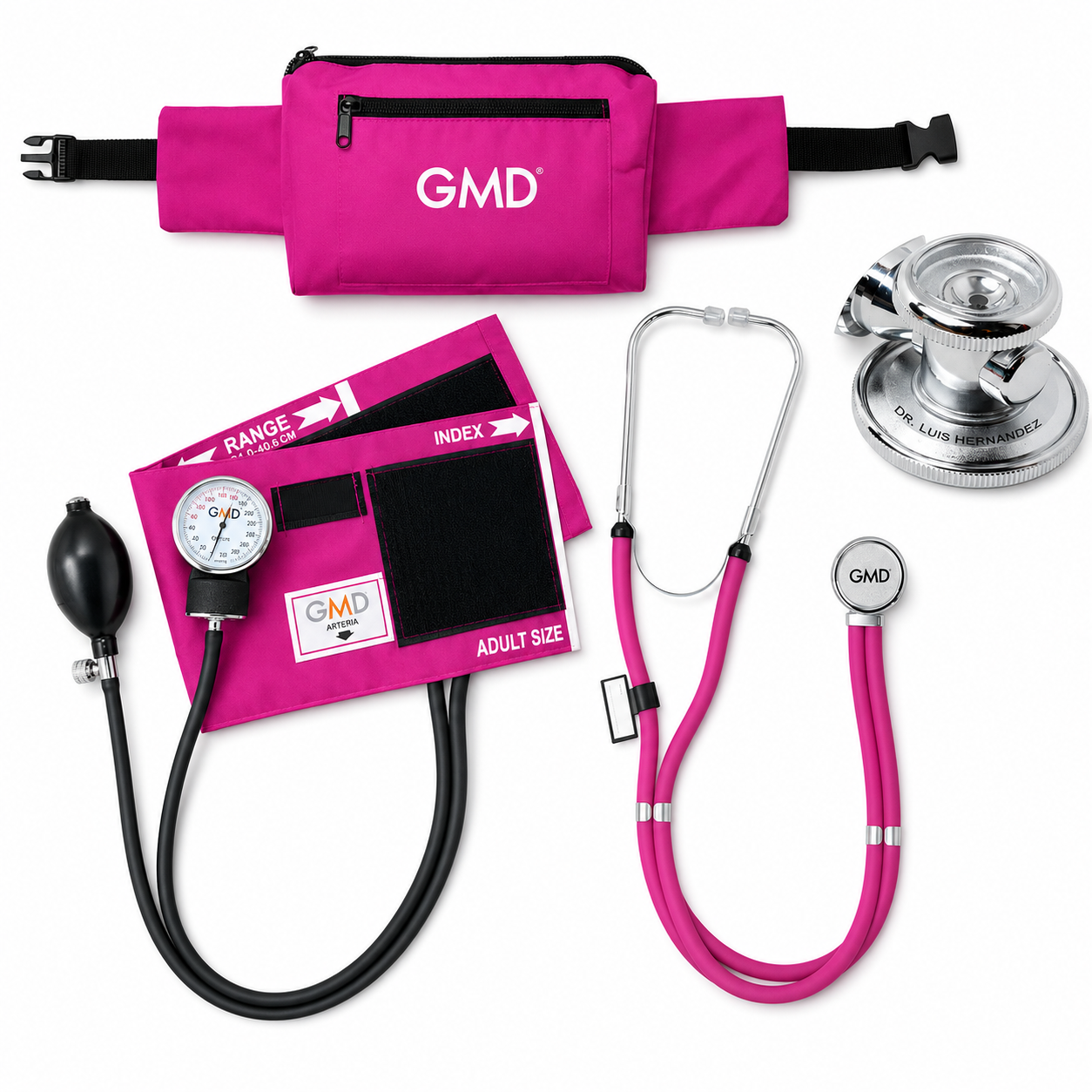 Kit Fonendo Tensiometro Doble Campana Estuche Rosado MC-20A-ST18