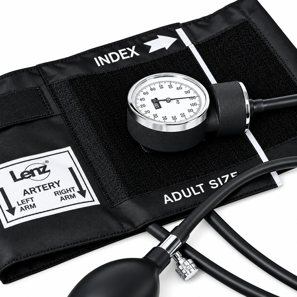 Tensiómetro manual Lenz XB11300 color negro, diseñado para apoyar la medición de la presión arterial en consultas y entornos clínicos.