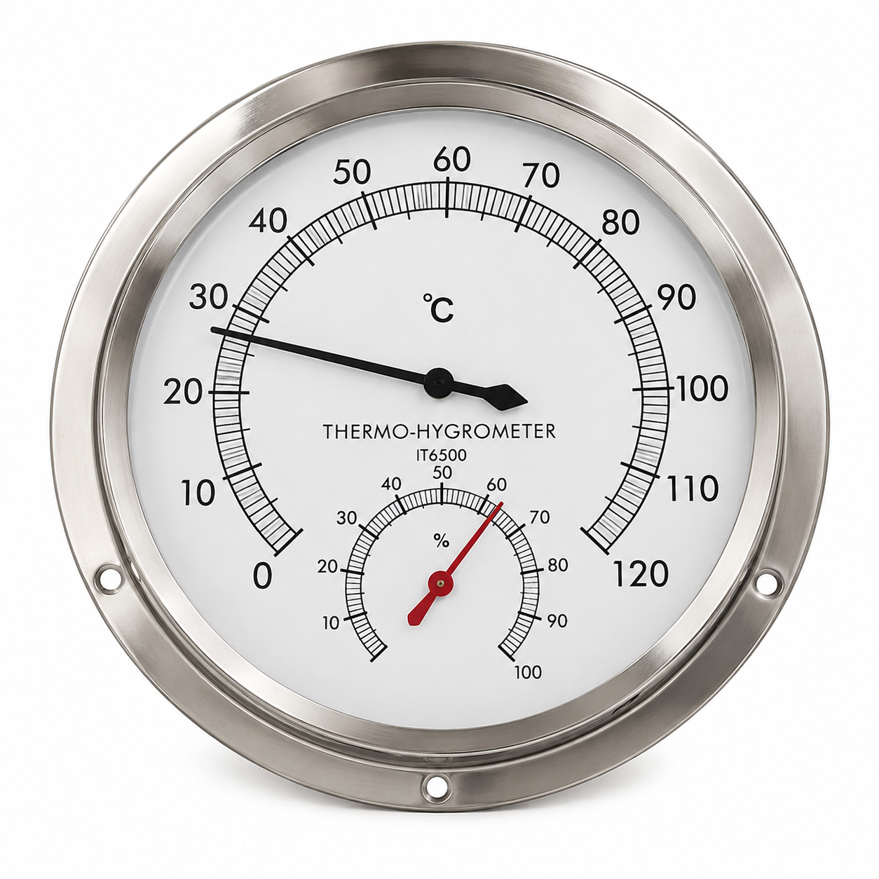 Termohigrómetro Analógico 6" Acero Inoxidable IT6500