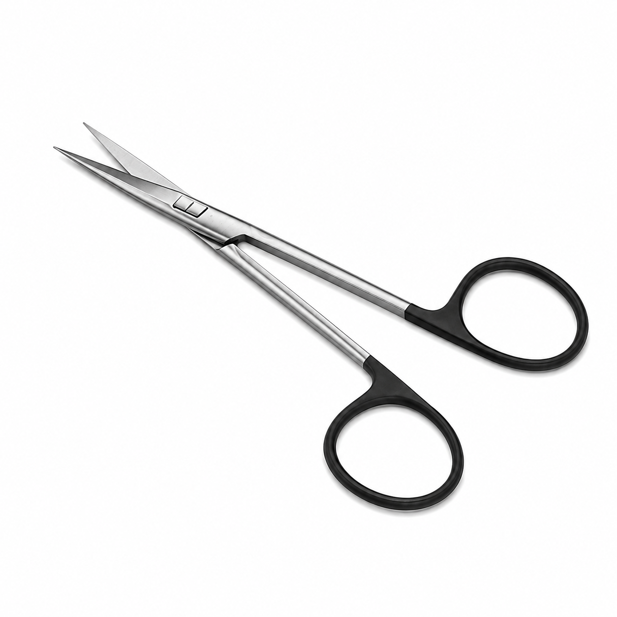 Tijera Iris recta de acero inoxidable 11 cm con diseño ergonómico para instrumental médico hospitalario.