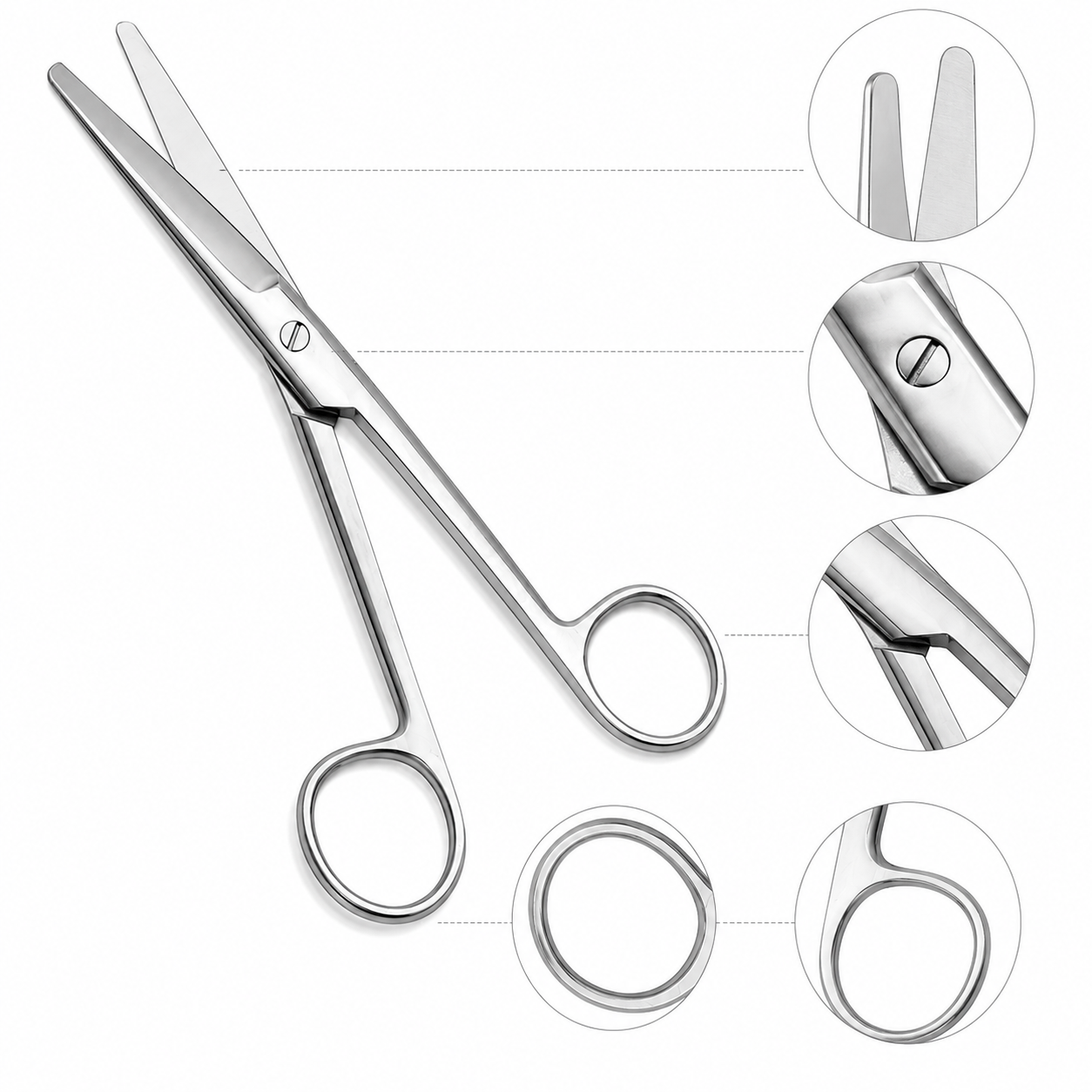 Tijera Mayo recta médica de 14.5 cm en presentación profesional para procedimientos clínicos.