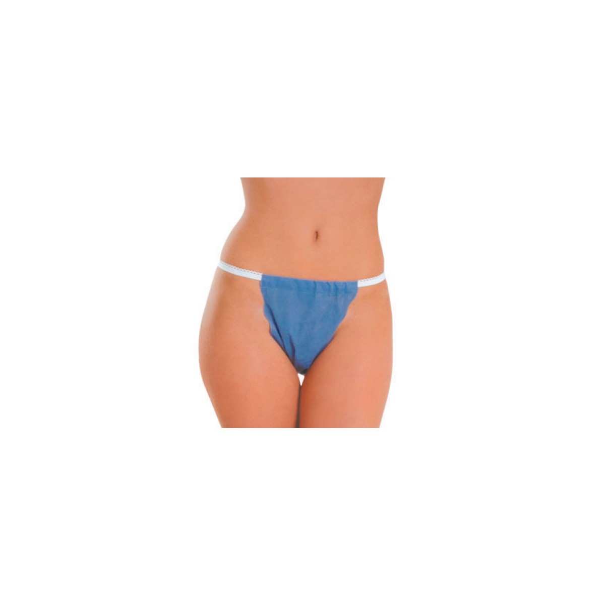 Panty desechable azul de la marca ALLMED, fabricado en polipropileno no tejido, presentado en bolsa de 20 unidades.