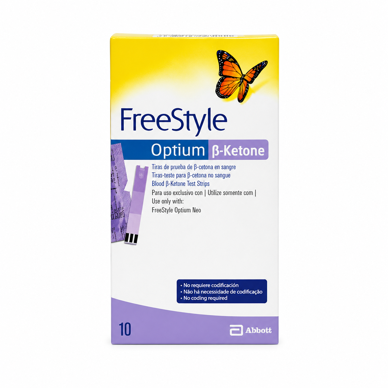 Tiras de cetona FreeStyle Optium x10 para medición de cetonas en sangre Abbott