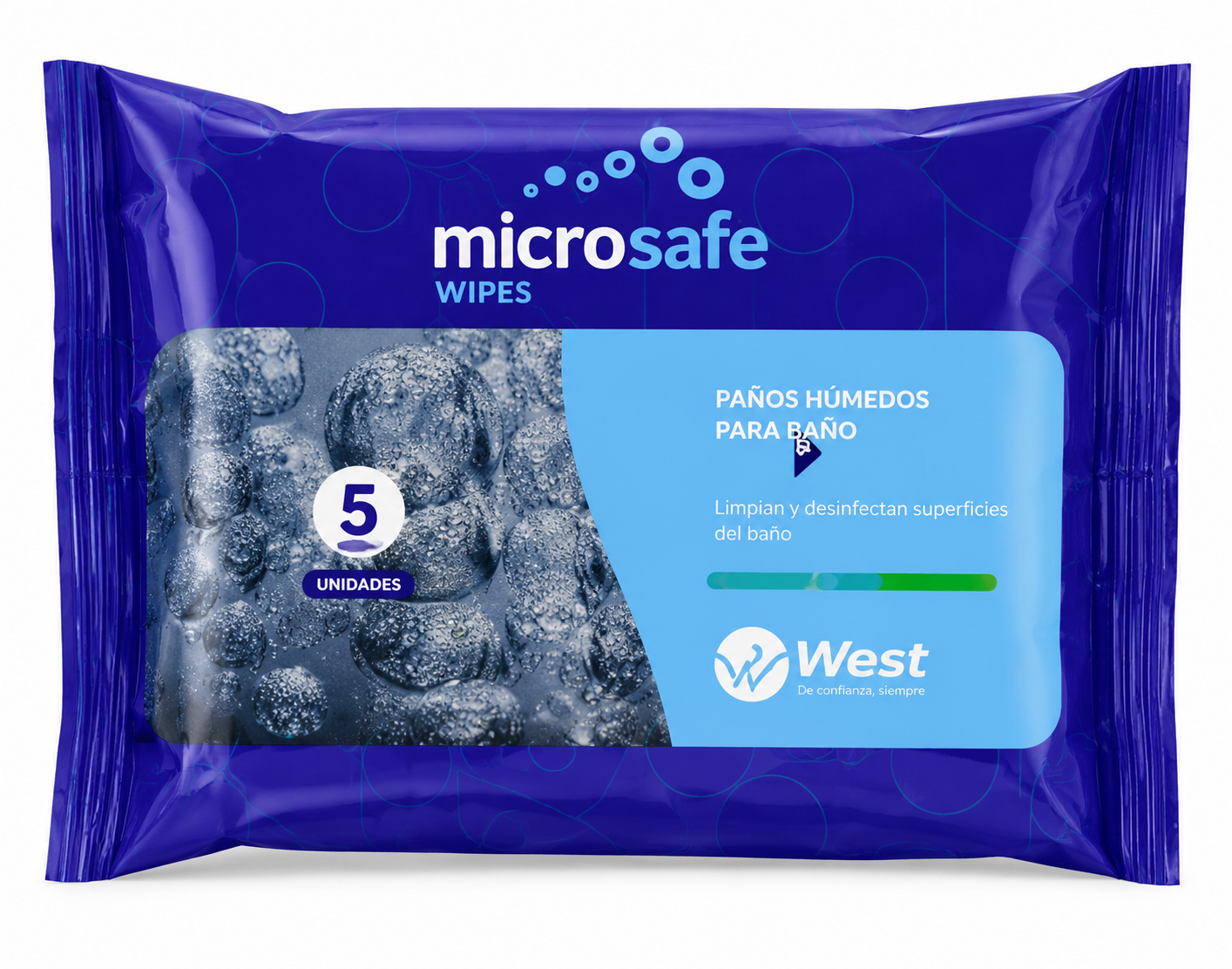 Paños Humedos Para Baño 5 Und MicroSafe Wipes
