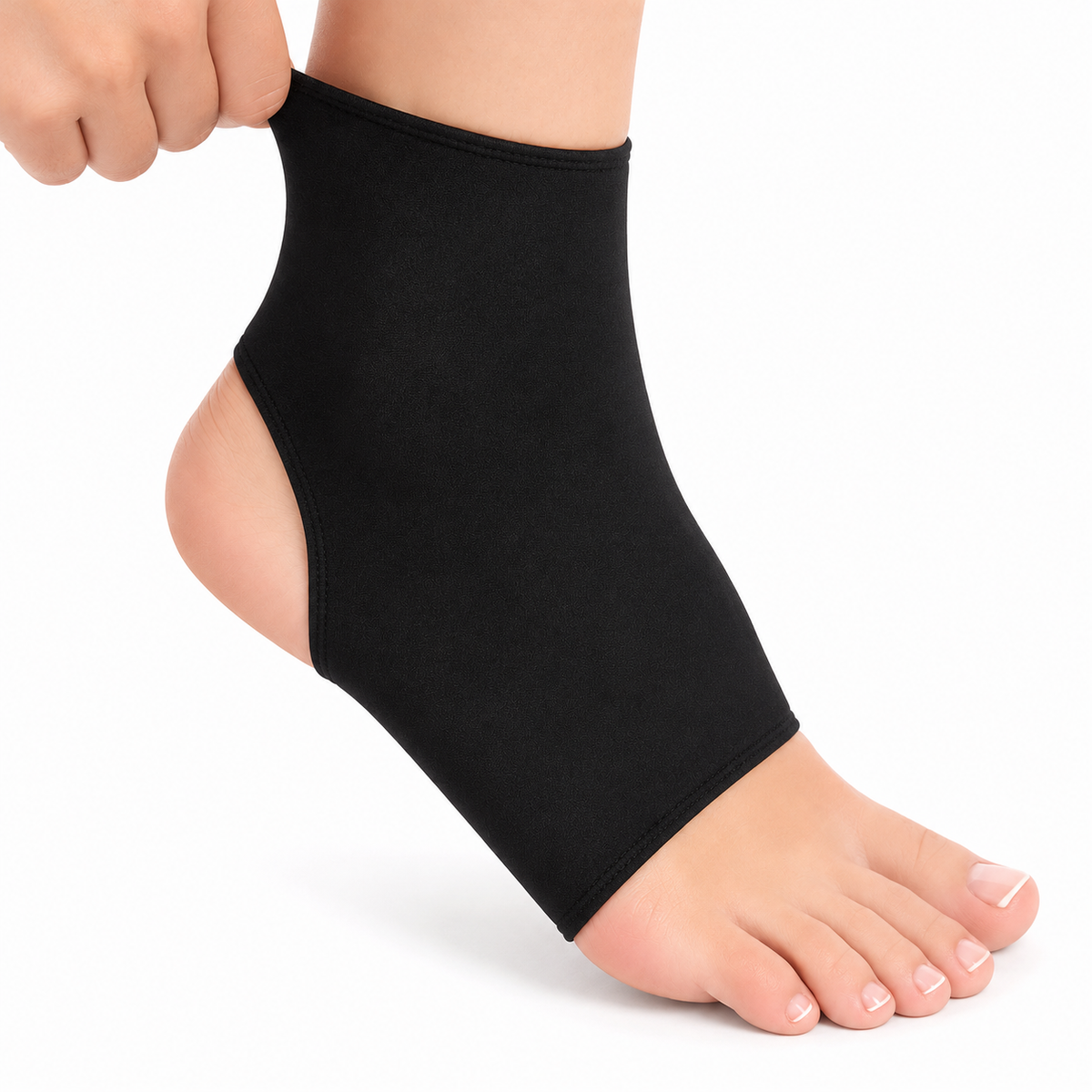 Tobillera corta ambidiestra Kromia color negro, talla M, diseñada para brindar soporte, compresión y estabilidad al tobillo.