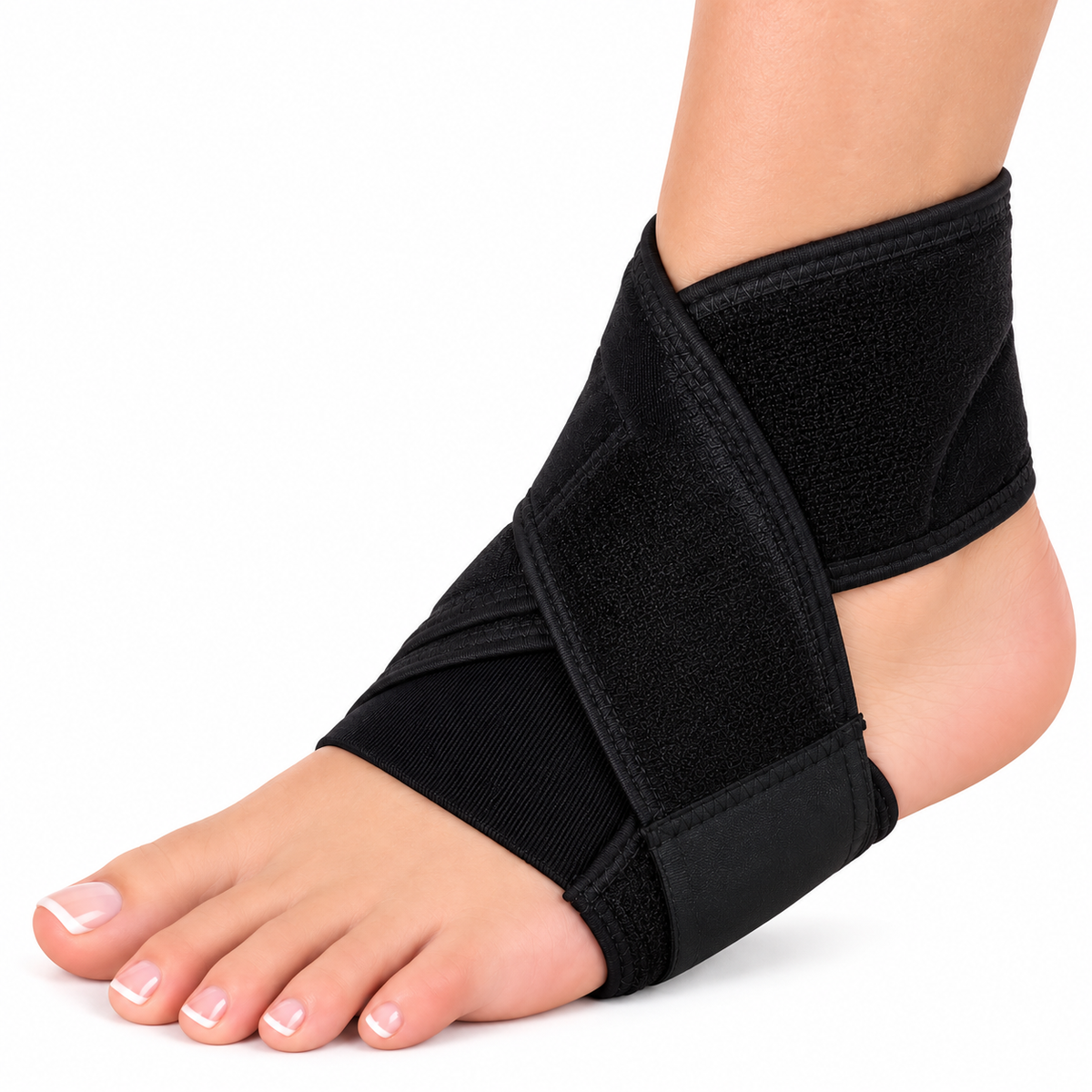 Tobillera ambidiestra Kromia color negro, talla única, referencia 854600615999, diseñada para brindar soporte, compresión y estabilidad al tobillo.