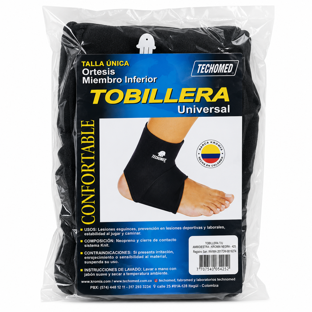 Tobillera Universal Ambidiestra Kromia Negra Talla Única