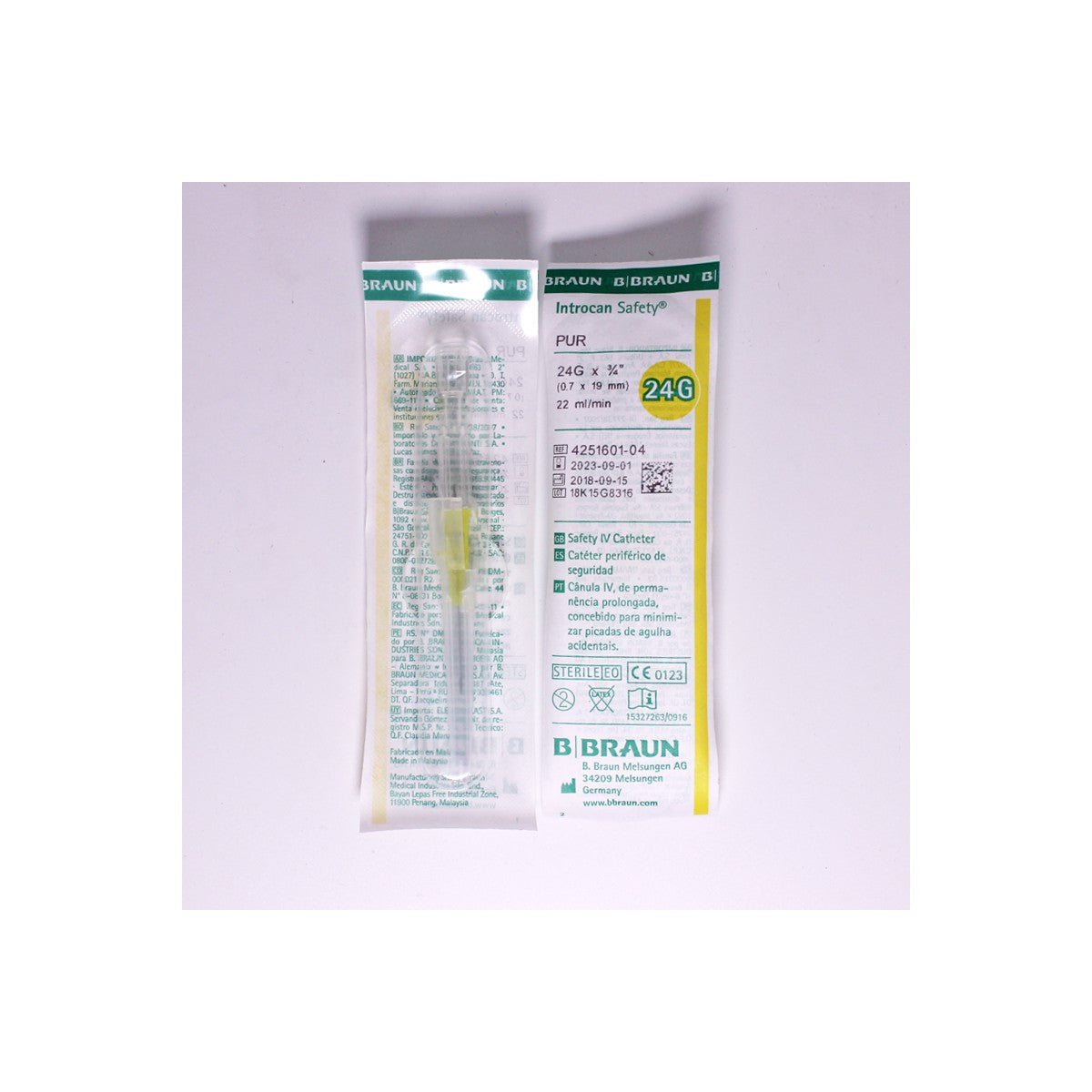 Guante de seguridad INTROCAN Safety FEP G-24, 3/4", color braun, material flexible, ideal para protección en entornos clínicos.