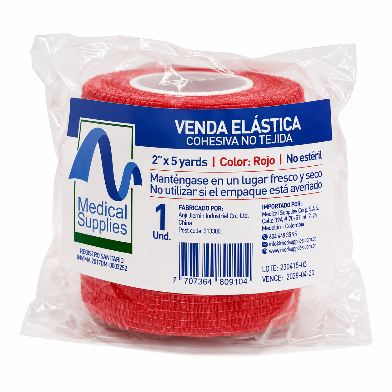 Venda Cohesiva Roja 2" x 5 Yards - Medical Supplies Corp.