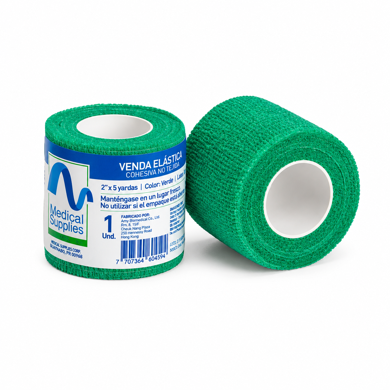 Venda Cohesiva Verde 2" x 5 Yards - Medical Supplies Corp. Unidad