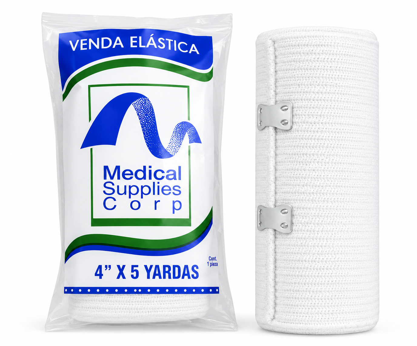 Venda Elástica Medical Supplies 4" x 5" Blanca