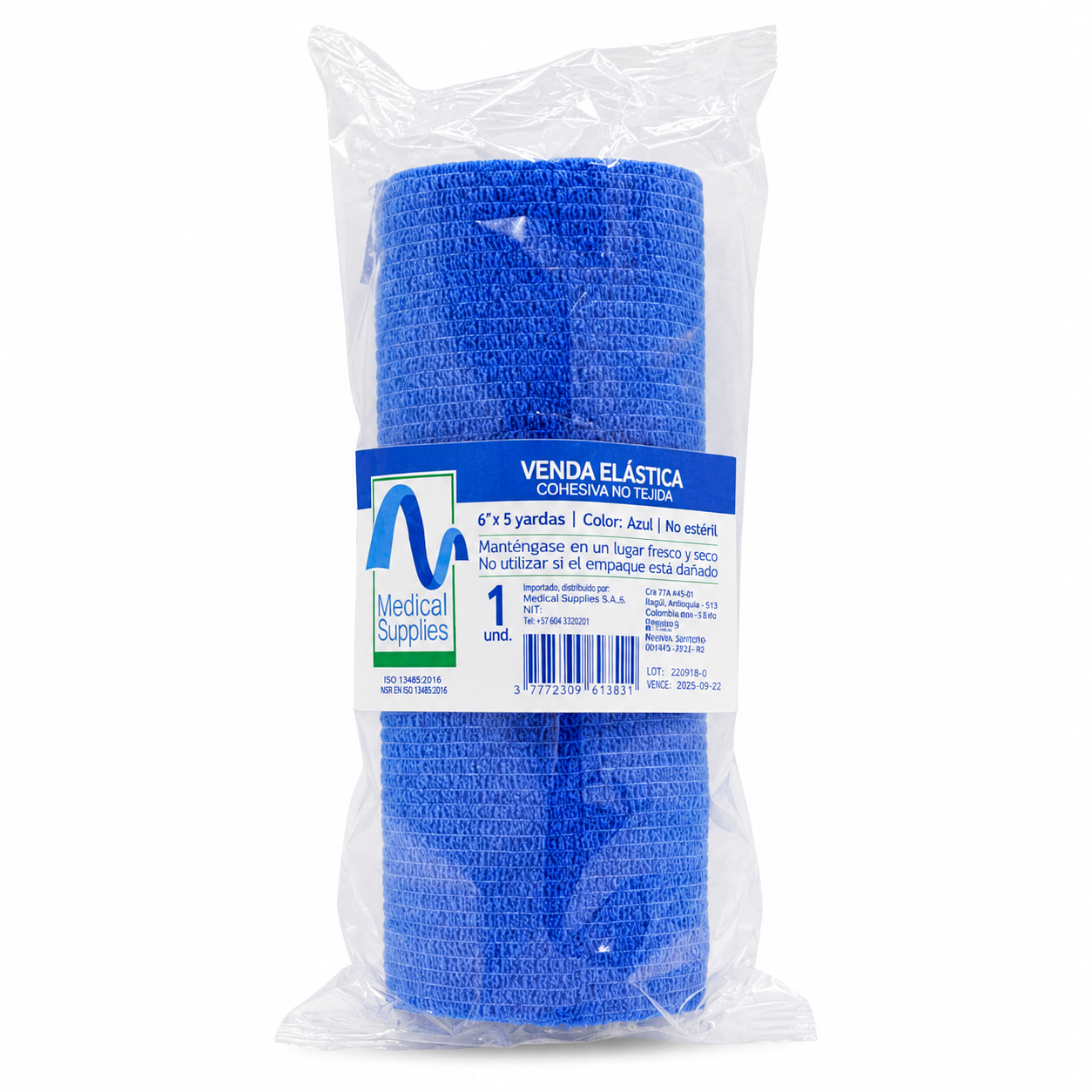 Venda Cohesiva Azul 6" x 5 Yards - Medical Supplies Corp.