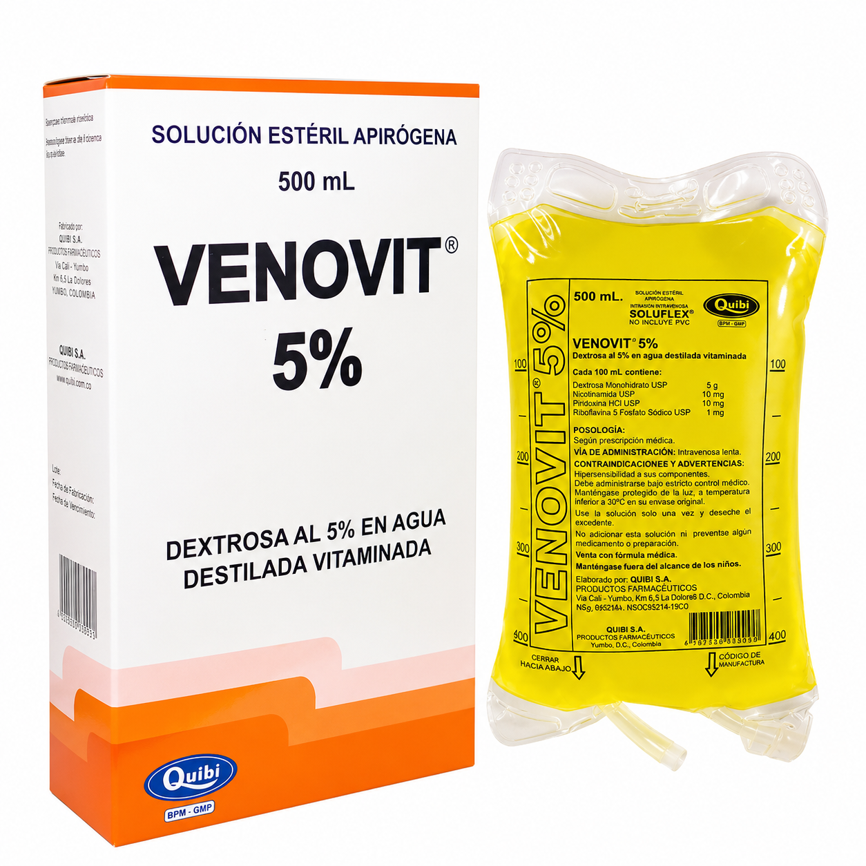 Venovit 5% A.D bolsa 500 mL solución intravenosa complejo B x unidad para administración hospitalaria y soporte nutricional