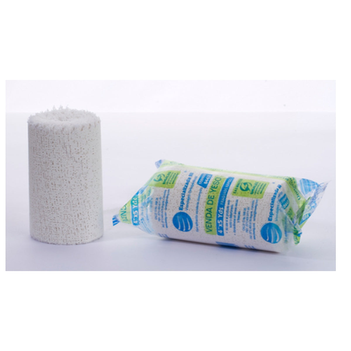 Venda de Yeso Rápida 4"x5" de Sherleg Laboratories, banda de gasa absorbente tipo IV, color blanco, diseñada para inmovilización ortopédica.